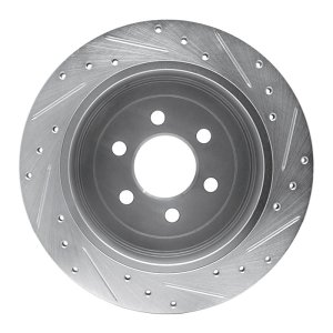 Dodge Dakota Brake Rotor (1) - Rear Left - R1 Concepts - Drilled & Slotted - Silver - `03-`04